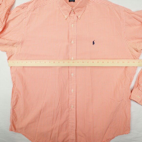 Ralph Lauren Vintage Men's Orange White Gingham Check Blake Button Up size XL‎ - Picture 7 of 10